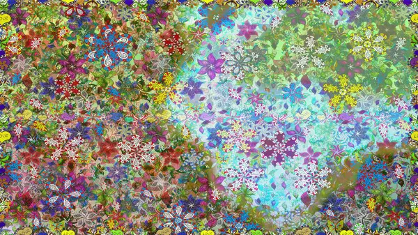 Renkli Bahar Temalı Kusursuz Arkaplan. Tarafsız ve yeşil renklerde çiçekler. Düz Çiçek Elementleri Tasarımı. Çiçekle kusursuz desen.