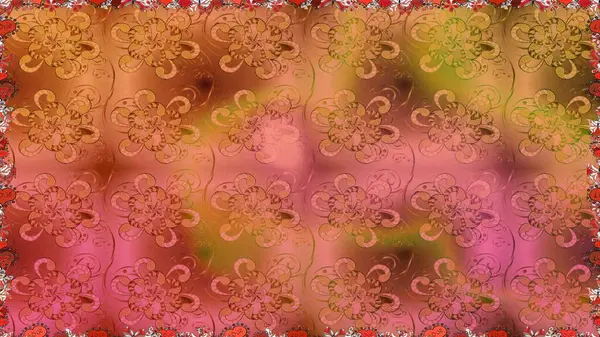 Küçük çiçekli kusursuz yay deseni. Suluboya tarzında turuncu ve pembe renklerde. Raster illüstrasyonu.