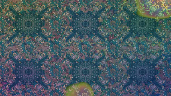 Küçük çiçekteki sevimli çiçek deseni. Raster illüstrasyonu. Mavi ve yeşil renkte çiçekler.