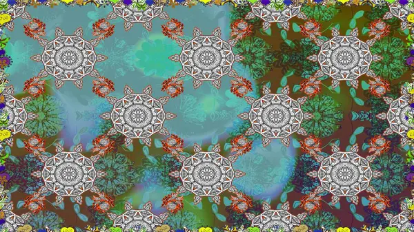 Tekstil, kumaş, kapaklar, duvar kağıtları, baskı, naylon, yapıştırma, örgü, dekupaj için çiçeksiz arkaplan. Millefleur 'lar. Küçük mavi ve gri renkte güzel bir besin torbası deseni, çiçekler..