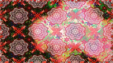 Tropik çiçekler. Tişörtsüz arka plan deseni. Pembe ve nötr renkte çiçekler.