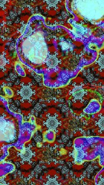 Raster çiçek desenli çiçek deseni, yapraklar, dekoratif elementler, sıçrama, lekeler, el çizimi kontur çizgileri ve Doodle çizim stili, grafik raster çizim çizimi.