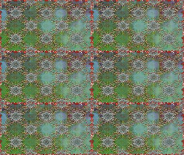 Yeşil ve kahverengi renkli vadi çiçekleri. Soyut etnik raster kusursuz desen. Çiçekler..