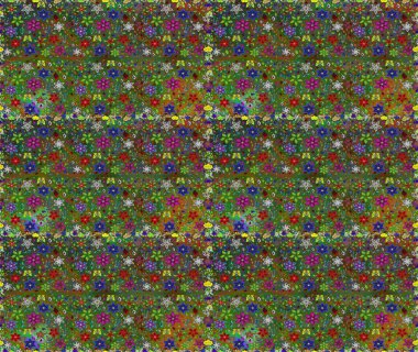 Kusursuz çiçek deseni. Raster illüstrasyonu. Yeşil ve kahverengi renkli Asyalı tekstil.