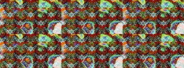 Kahverengi, yeşil ve nötr renklerde çiçekler. Raster illüstrasyonu. El çizimi çiçekli soyut çizim deseni.