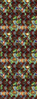 Raster illüstrasyonu. Kahverengi, yeşil ve gri renklerde güzel bir tekstil. Suluboya çiçekli çiçek deseni.