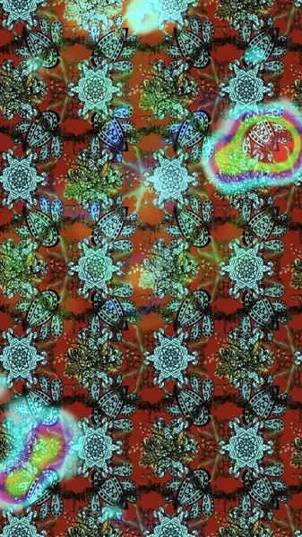 Küçük çiçekteki sevimli çiçek deseni. Çiçekler mavi, kahverengi ve yeşil renklerde.