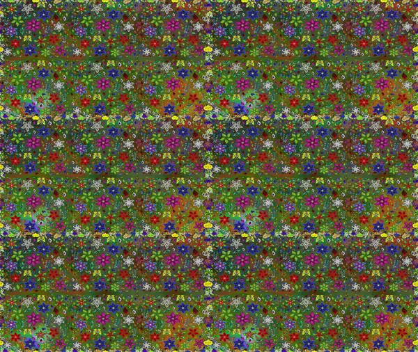 Kusursuz çiçek deseni. Raster illüstrasyonu. Yeşil ve kahverengi renkli Asyalı tekstil.