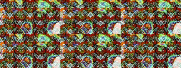 Kahverengi, yeşil ve nötr renklerde çiçekler. Raster illüstrasyonu. El çizimi çiçekli soyut çizim deseni.