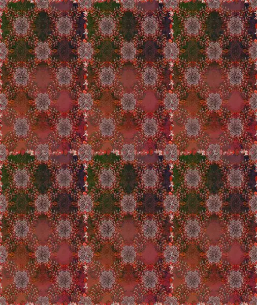 Çiçeksel fantezi tasarımı, parlak bir arka planda, kusursuz bir desen. Renkli Bahar Temalı Kusursuz Arkaplan. Düz Çiçek Elementleri Tasarımı.