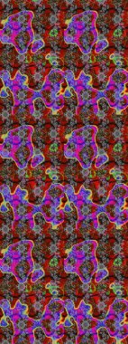 Gri, kırmızı ve kahverengi renkli güzel bir tekstil. Raster illüstrasyonu. Suluboya çiçekli çiçek deseni.