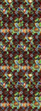 Raster illüstrasyonu. Kahverengi, yeşil ve gri renklerde güzel bir tekstil. Suluboya çiçekli çiçek deseni.