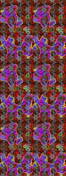 Gri, kırmızı ve kahverengi renkli güzel bir tekstil. Raster illüstrasyonu. Suluboya çiçekli çiçek deseni.