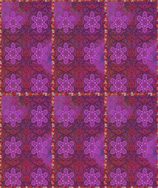 Renkli Yaz Temalı Kusursuz Arkaplan. Mor ve mor renkli çiçekler. Çiçekli kusursuz retro desen. Düz Çiçek Elementleri Tasarımı.