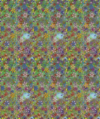 Çiçek deseni. Yeşil ve nötr renklerde çiçekler. Raster illüstrasyonu. Şatafatlı bahar bahçesi dokusu. Çiçekler yeşil ve nötr renklerde dikişsiz.