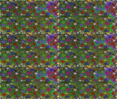 Düz Çiçek Elementleri Tasarımı. Yeşil ve kahverengi renkli çiçekler. Renkli Bahar Temalı Kusursuz Arkaplan. Çiçekle kusursuz desen.