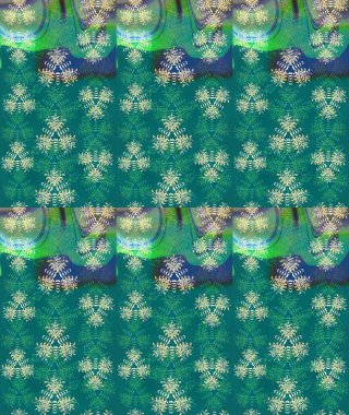 Düz Çiçek Elementleri Tasarımı. Raster illüstrasyonu. Renkli Bahar Teması eskiz kalıbı. Asya tekstil tarzında. Çiçek desenli çizim. Mavi renkte çiçekler.