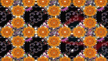 Düz Çiçek Elementleri Tasarımı. Raster güzel kumaş deseni çiziyor. Çiçek deseni. Renkli Bahar Teması çizim şablonu.