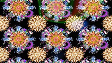 Etnik Mandala süsü. Kızılderili desenli desenli desenli şal deseni. Raster Henna dövme stili. Tekstil, tebrik kartı, boyama kitabı, telefon kılıfı baskısı için kullanılabilir.