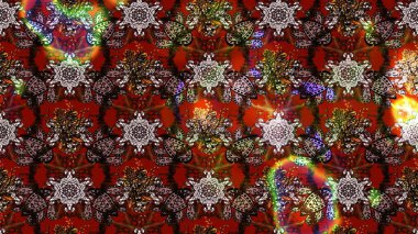 Renkli Bahar Teması eskiz kalıbı. Düz Çiçek Elementleri Tasarımı. Raster Modaya uygun kumaş deseni. Kahverengi, kırmızı ve siyah renkli şirin çiçek deseni.