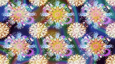 Çizgi çizimi kalıbı. Şirin çiçekler. Raster Moda kumaş deseni.