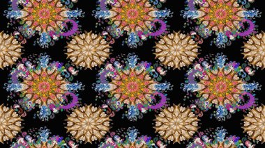 Siyah renkli bitkilerden oluşan parlak çiçekli çizim deseni.