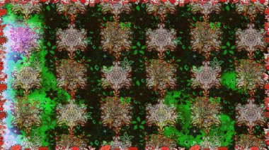 Suluboya, elle çizilmiş. Kusursuz bir arka plan modeli. Gri ve kahverengi yapraklı yabani çiçekler. Raster illüstrasyonu.