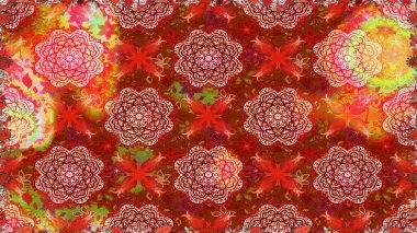 Renkli Bahar Temalı Kusursuz Arkaplan. Raster kusursuz. Güzel kumaş deseni. Çiçek deseni. Düz Çiçek Elementleri Tasarımı.