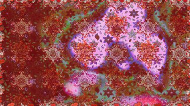 Raster illüstrasyonu. Küçük çiçekteki sevimli çiçek deseni. Kibar, yaz çiçekleri kırmızı ve kahverengi renklerde. Raster deseni.