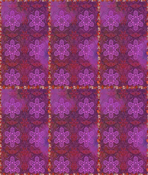 Renkli Yaz Temalı Kusursuz Arkaplan. Mor ve mor renkli çiçekler. Çiçekli kusursuz retro desen. Düz Çiçek Elementleri Tasarımı.