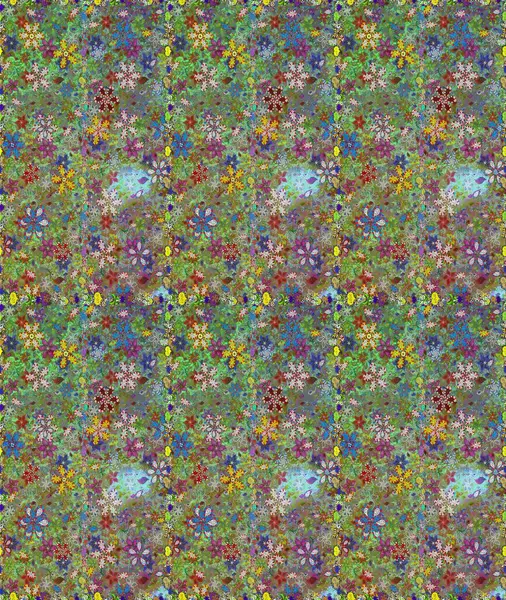 Çiçek deseni. Yeşil ve nötr renklerde çiçekler. Raster illüstrasyonu. Şatafatlı bahar bahçesi dokusu. Çiçekler yeşil ve nötr renklerde dikişsiz.