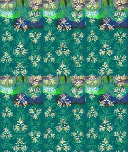 Düz Çiçek Elementleri Tasarımı. Raster illüstrasyonu. Renkli Bahar Teması eskiz kalıbı. Asya tekstil tarzında. Çiçek desenli çizim. Mavi renkte çiçekler.