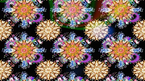 Etnik Mandala süsü. Kızılderili desenli desenli desenli şal deseni. Raster Henna dövme stili. Tekstil, tebrik kartı, boyama kitabı, telefon kılıfı baskısı için kullanılabilir.