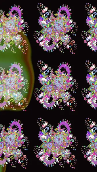 Çiçekli siyah eskiz deseni. Klasik taslak çizimi. Raster çiçek izi..