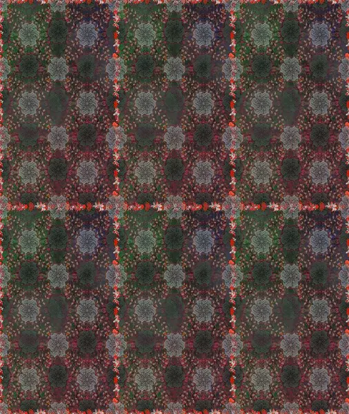 Gri ve kahverengi renklerde bahar çiçekleri. Çiçekli, pürüzsüz bir desen. Raster çiçekleri klasik tarzda çizilmiş. Raster illüstrasyonu.