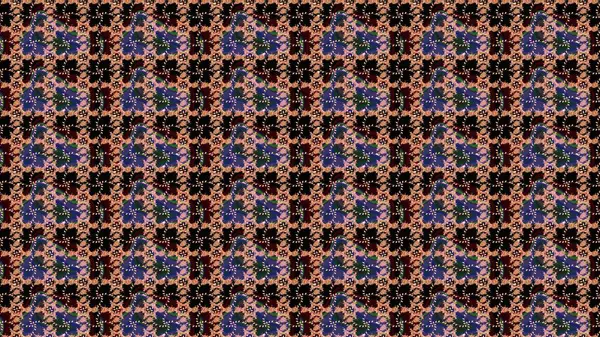 Raster illüstrasyonu. Siyah, kahverengi ve bej renkli çiçekler. Çiçek desenli eskiz, vuruşlar, sıçramalar, yaz çiçekleri..