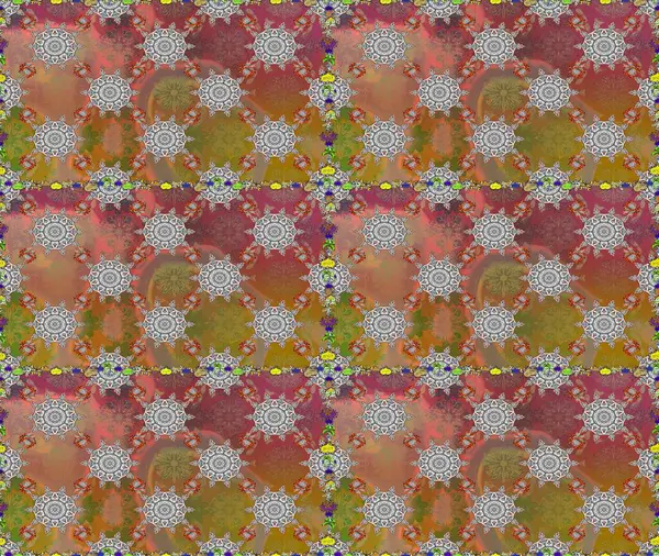 Çiçeksiz desenli nakış işlemeli gelincikler ve vadideki zambaklar. Tekstil tasarımı için kahverengi ve gri renkli geleneksel halk çiçekleri buketi.