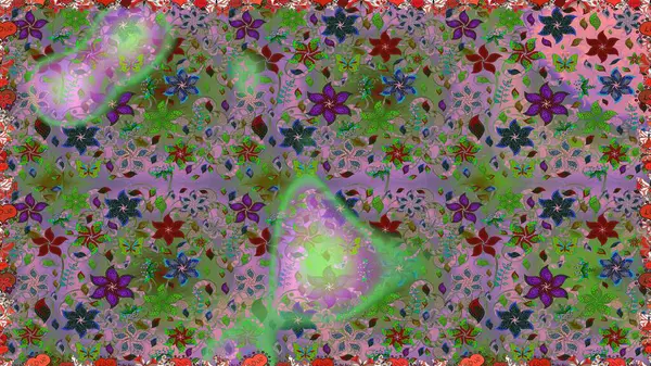 Gömlek baskısı için çiçek boyası. Yeşil ve nötr renklerde çiçekler. Çiçeksiz desenli arka plan.