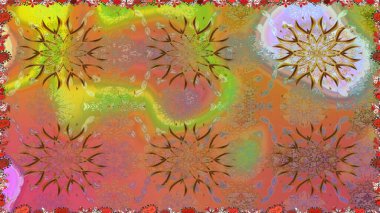 Tatil havası. Raster dikişsiz şirin çiçek deseni. Kahverengi ve pembe renkli çiçekler. Nazik romantik baskı. Bahar mevsimi.