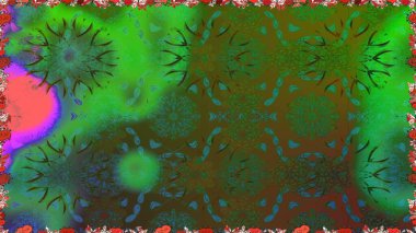 Çiçek buketleriyle klasik tarzda kusursuz desenler. Yeşil ve kahverengi renklerde. Raster illüstrasyonu.