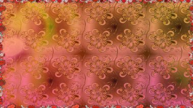 Klasik taslak çizimi. Çiçeksel turuncu ve kahverengi dikişsiz desen. Raster çiçek izi..