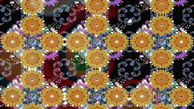 Çiçekli çiçek deseni, suluboya. Küçük çiçekte güzel bir çiçek deseni var. Raster deseni.