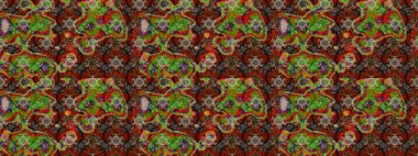 Organik motif arka planı. Raster illüstrasyonu. Çizim kalıbı. Ultraviyole kumaş deseni.