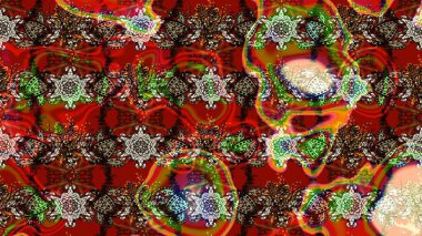 Kahverengi, kırmızı ve nötr renklerde güzel bir tekstil. Raster illüstrasyonu. Suluboya çiçekli çiçek deseni.