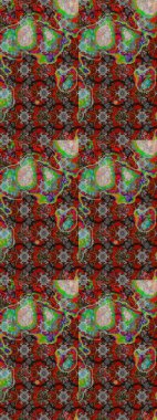 El çizimi. Raster illüstrasyonu. Çiçekli, yapraklı, çiçek desenli çizim..