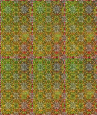 Raster dikişsiz çiçek deseni. Vadinin çiçekleri kahverengi ve yeşil renklerde.