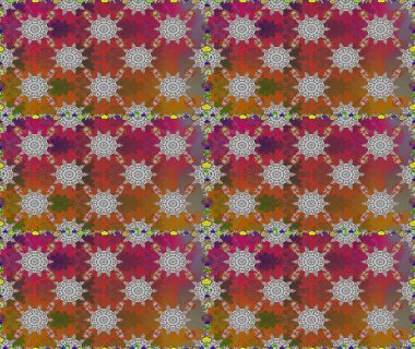 Kahverengi ve gri renklerde parlak çiçekli, soyut, pürüzsüz desen. Küçük çiçekte hoş bir çiçek deseni var. Çiçek elementli zarif raster dokusu..