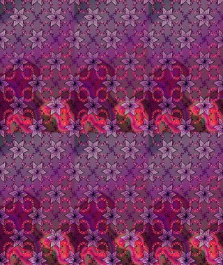 Küçük çiçekteki sevimli çiçek deseni. Raster deseni. Raster illüstrasyonu. Yumuşak, yaz çiçekleri mor renkte.