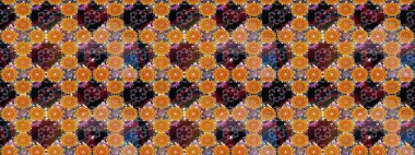 Düz Çiçek Elementleri Tasarımı. Renkli Bahar Teması eskiz kalıbı. Raster illüstrasyonundaki çiçek desenli çizim. Turuncu renkte çiçekler.