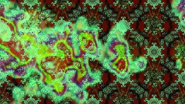 Yeşil, kahverengi ve siyah renkli çiçekler. Düz Çiçek Elementleri Tasarım Raster illüstrasyonu. Çiçek desenli eskiz. Renkli Bahar Teması çizim şablonu.